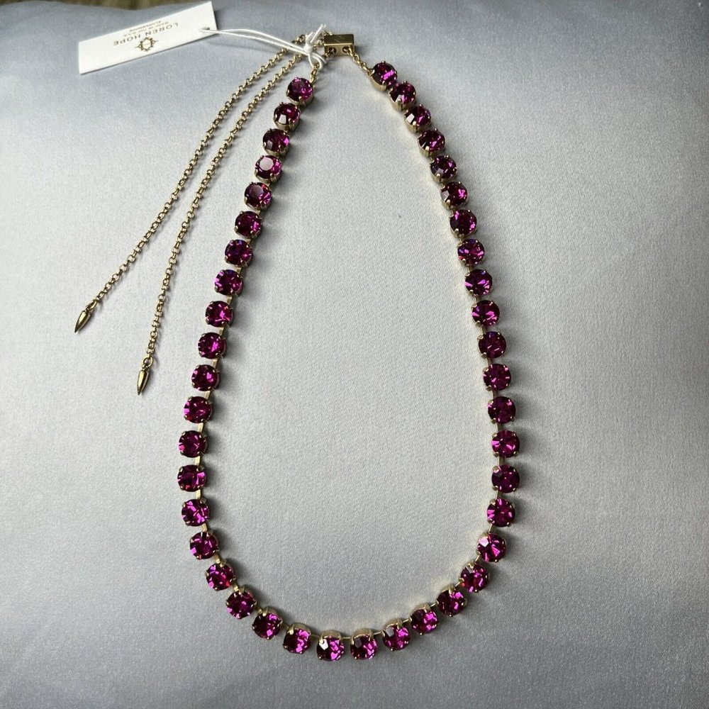Loren Hope Arista Slider Necklace Fuchsia Deep Pink 18K Gold Finish No b… - Picture 6 of 10
